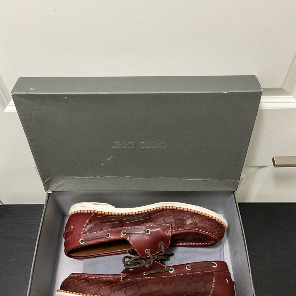 Jimmy Choo Men's Burgundy Boat Shoes